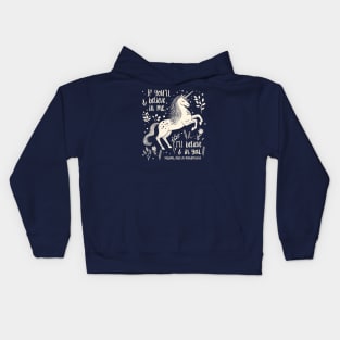 “Believe in you” Alice in Wonderland Unicorn Quote (creme) Kids Hoodie